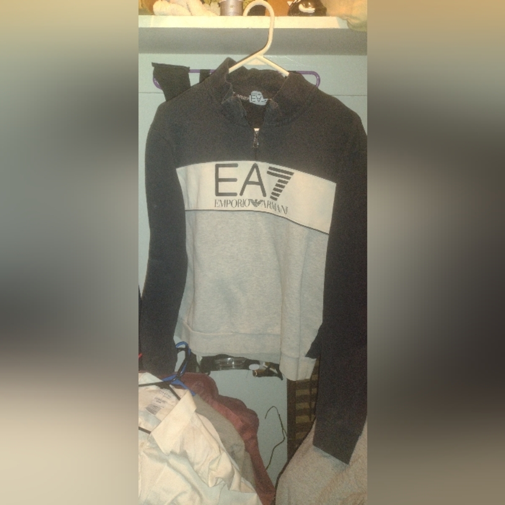 EA7 Emporio Armani Half Zip Colorblock Logo Sweatshirt Men's Size Medium